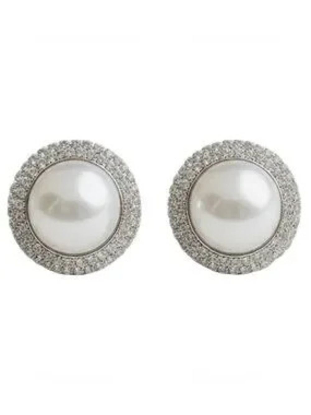 Oversized Pearl Rhinestone Stud Earrings (1211)